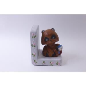 Cute Raccoon, Book End, Plastic, Bright Colors, Kids Room, ~ 241211-WH M-17-11